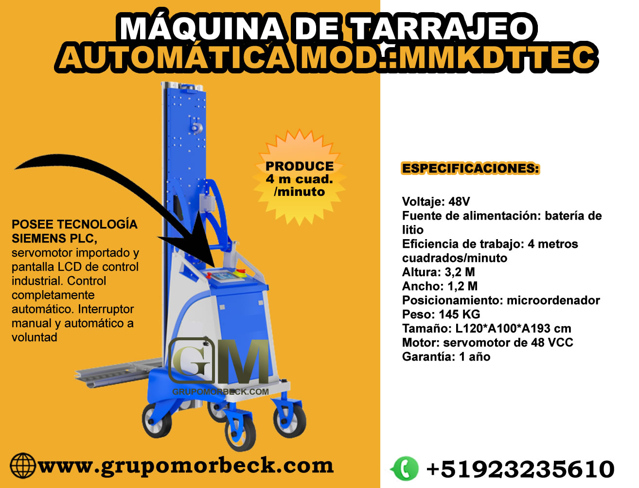 Máquina para Tarrajear paredes.